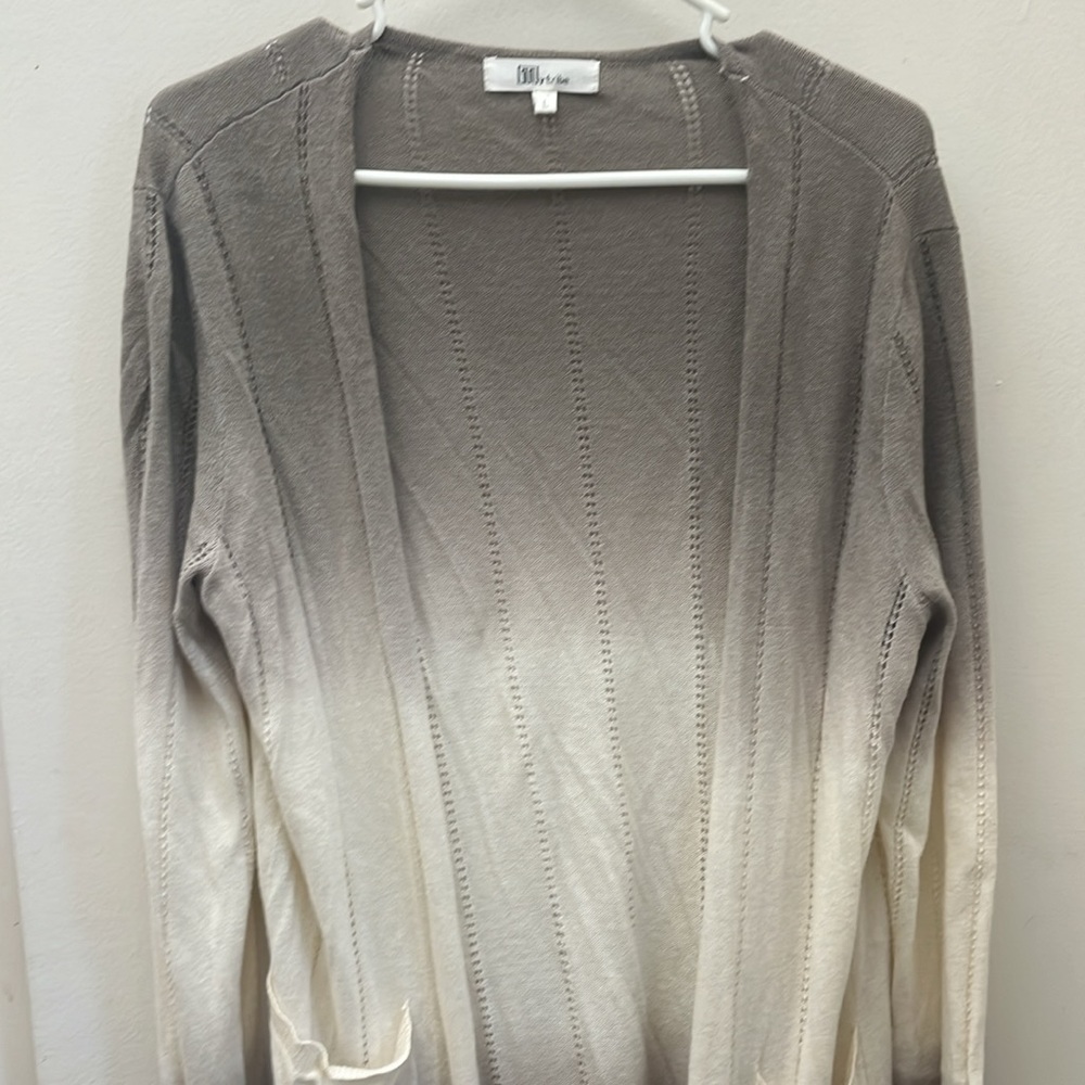 My Tribe Long Open Front With Pockets Ombré Cardigan Size Large - Picture 3 of 15